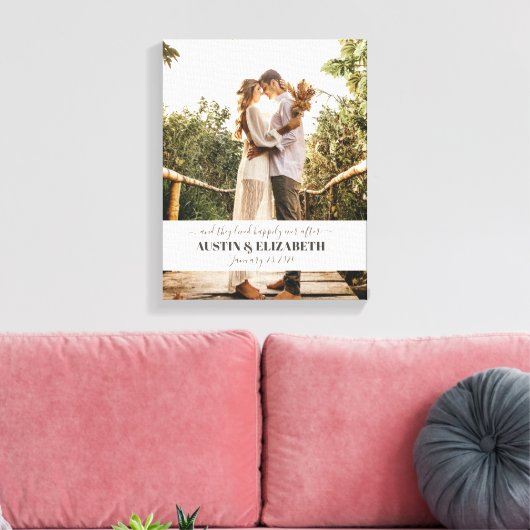 Ze leefden gelukkig ever na huwelijksbord canvas afdruk (Insitu (Woonkamer))