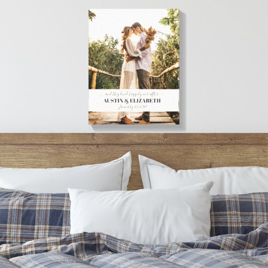 Ze leefden gelukkig ever na huwelijksbord canvas afdruk (Insitu (Slaapkamer))