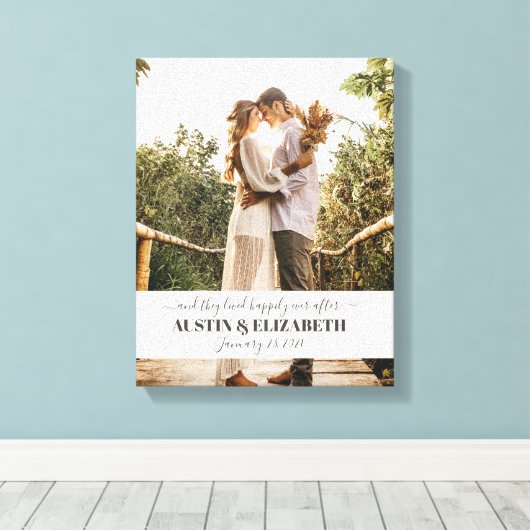 Ze leefden nog lang en gelukkig trouwsignage canvas afdruk (Insitu (Houten vloer))