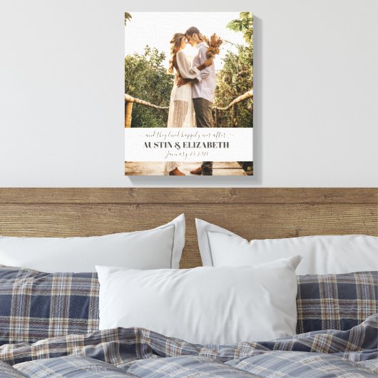 Ze leefden nog lang en gelukkig trouwsignage canvas afdruk (Insitu (Slaapkamer))