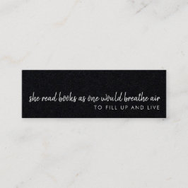 Ze leest boeken | Moderne zwarte mini Bladwijzer K Mini Visitekaartje