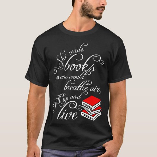 Ze leest boeken terwijl één ademhaling live opvult t-shirt (Voorkant)