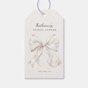 Ze legt de knoop in het witte boog Vrijgezellenfee Cadeaulabel