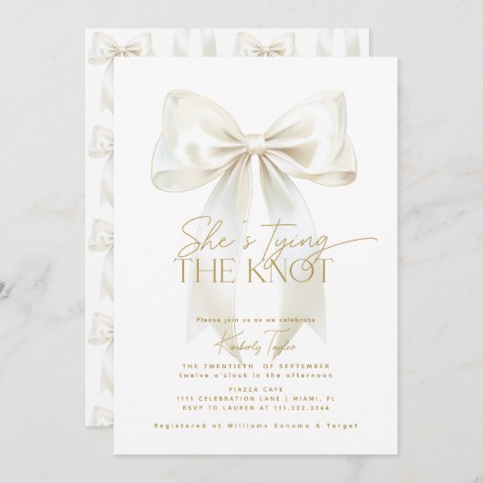 Ze legt de knoop in het witte boog Vrijgezellenfee Kaart (Voorkant / Achterkant)