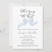 Ze legt de knoop vast | Blue Bow-Vrijgezellenfeest Kaart (Voorkant)