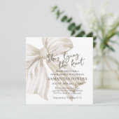 Ze legt de knoop vast feestdagenkaart (Staand voorkant)