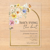 Ze legt de knoop vast | Vrijgezellenfeest van wild Acryl Uitnodigingen (Voorkant)