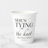 Ze legt de knoop vast | Zwart-wit Vrijgezellenfees Papieren Bekers (Achterkant)