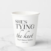 Ze legt de knoop vast | Zwart-wit Vrijgezellenfees Papieren Bekers (Voorkant)