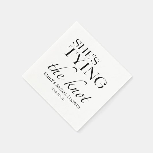Ze legt de knoop vast | Zwart-wit Vrijgezellenfees Servet (Hoek)