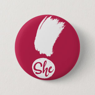 Ze legt een wit ontwerppop uit ronde button 5,7 cm
