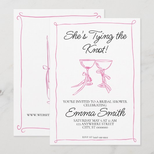 Ze legt het knoop Vrijgezellenfeest vast Kaart (Voorkant / Achterkant)