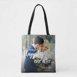 Ze leven gelukkig na het fotohuwelijk tote bag