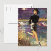 Ze loopt op het strand Retro Briefkaart (Voorkant / Achterkant)