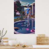 Ze loopt op water (en harten) poster (Keuken)
