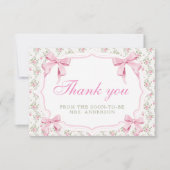 Ze maakt de knoop roze strik dankkaart bedankkaart (Voorkant)