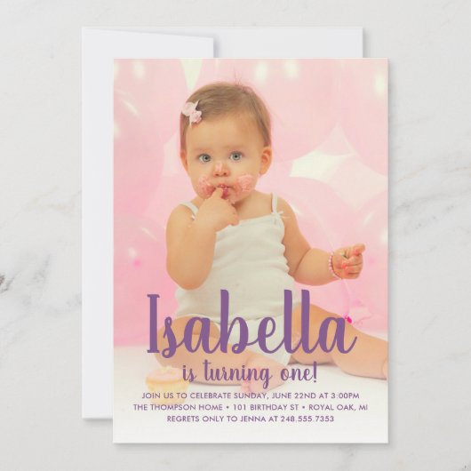 Ze maakt een Paarse meisjesfoto van de eerste verj Kaart (Voorkant)