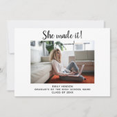 Ze maakte het Eenvoudige Afstuderen Foto Afstudere Aankondiging (Voorkant)