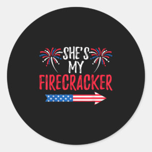 Ze mijn Firecracker 4 juli USA Patriotic Coup Ronde Sticker