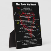 Ze nam mijn hart rood muzikaal notitiegedicht fotoplaat (Zijkant)