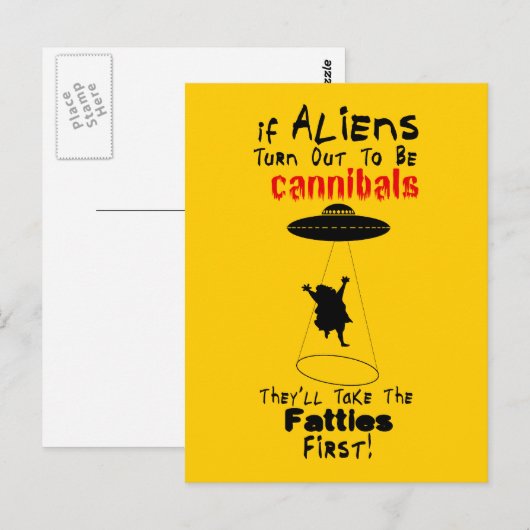 Ze nemen het Briefkaart van de Fatties. (Voorkant / Achterkant)