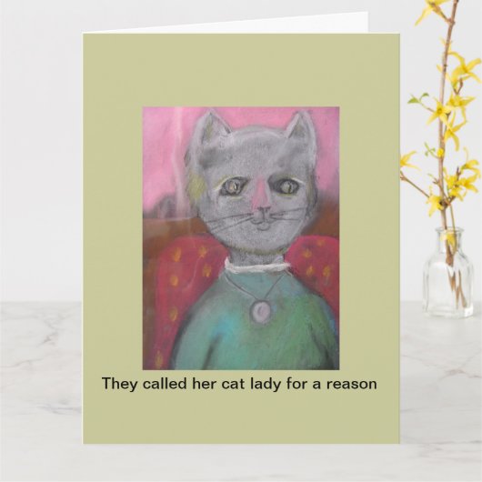 Ze noemden haar kattendame.. blanco kaart. kaart (Gele Bloem)