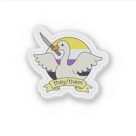Ze noemen het de Goose Non-binary LGBT Pride Month Sticker (Voorkant)