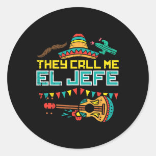 Ze noemen me El Jefe Guitar Cinco De Mayo Music Bo Ronde Sticker