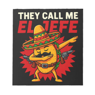 Ze noemen me El Jefe Taco Grappige baas Cinco de M Notitieblok