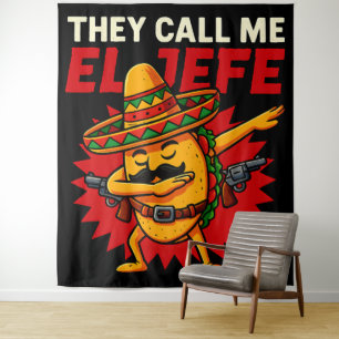 Ze noemen me El Jefe Taco Grappige baas Cinco de M Wandkleed