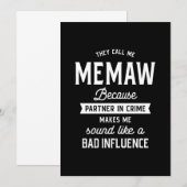 Ze noemen me Memaw omdat partner in misdaad Kaart (Voorkant / Achterkant)