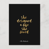 Ze ontwierp een leven dat ze graag had met faux go briefkaart (Voorkant)