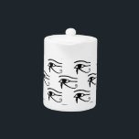 Ze oogsten het paardenpatroon theepot<br><div class="desc">Het oog van Horus. Het oude Egyptische symbool. Zwart-wit patroon.</div>