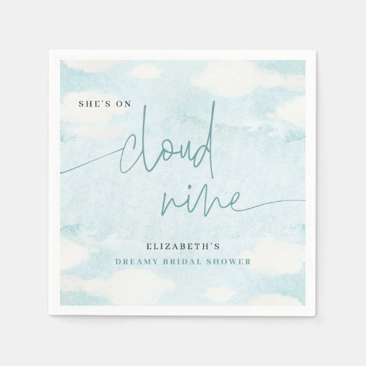 Ze op Cloud Nine Blue White Vrijgezellenfeest drom Servet (Voorkant)