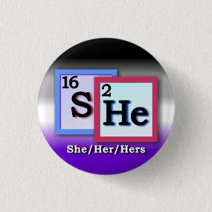 Ze - Periodic Table personal gender pronoun, Ace Ronde Button 3,2 Cm