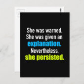 Ze Persisted Elizabeth Warren Briefkaart (Voorkant / Achterkant)