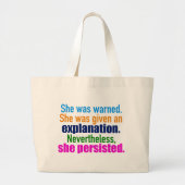 Ze Persisted Elizabeth Warren Grote Tote Bag (Voorkant)