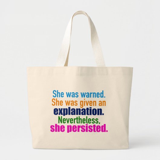 Ze Persisted Elizabeth Warren Grote Tote Bag (Voorkant)
