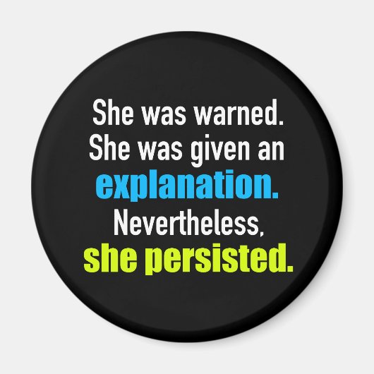Ze Persisted Elizabeth Warren Quote Magneet (Voorkant)