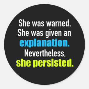 Ze Persisted Elizabeth Warren Ronde Sticker