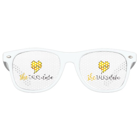 Ze praat met een Data Party bril Retro Zonnebril (Voorkant)