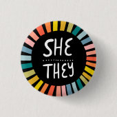 ZE Pronouns Rainbow Handgeschreven Pride Ronde Button 3,2 Cm (Voorkant)