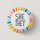 ZE Pronouns Rainbow Handgeschreven Pride Ronde Button 3,2 Cm (Voorkant)