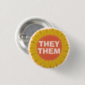 ZE Pronouns Sunflower Daisy Pride Ronde Button 3,2 Cm (Voorkant /achterkant)
