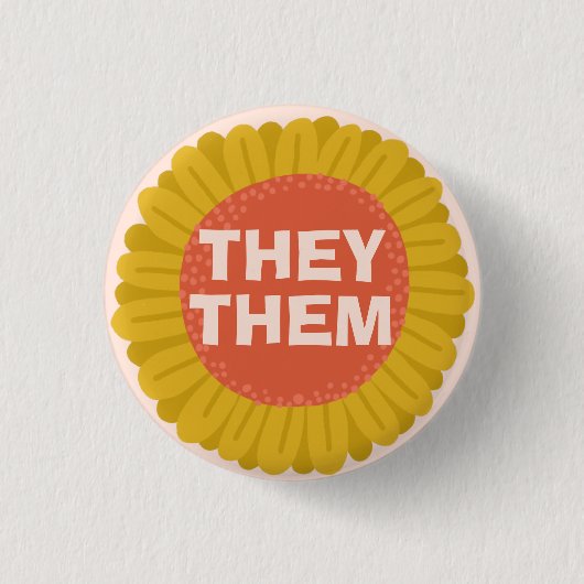 ZE Pronouns Sunflower Daisy Pride Ronde Button 3,2 Cm (Voorkant)
