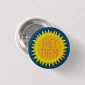 ZE Pronouns Sunshine Pride Handgeschreven Ronde Button 3,2 Cm (Voorkant /achterkant)