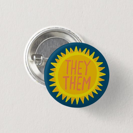 ZE Pronouns Sunshine Pride Handgeschreven Ronde Button 3,2 Cm (Voorkant /achterkant)