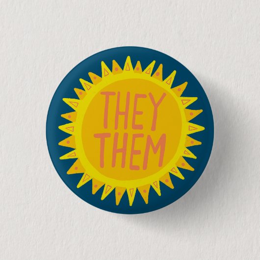 ZE Pronouns Sunshine Pride Handgeschreven Ronde Button 3,2 Cm (Voorkant)