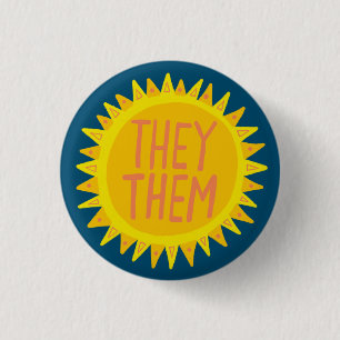 ZE Pronouns Sunshine Pride Handgeschreven Ronde Button 3,2 Cm