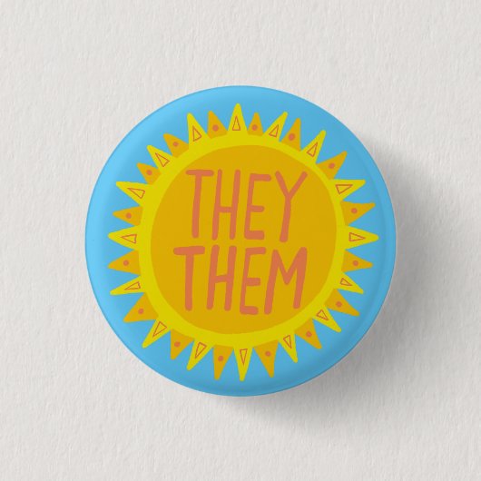 ZE Pronouns Sunshine Pride Handgeschreven Ronde Button 3,2 Cm (Voorkant)